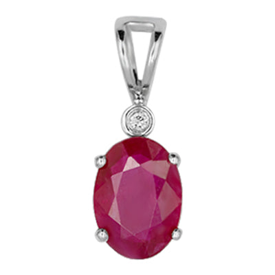 14K White Gold Ruby Pendant