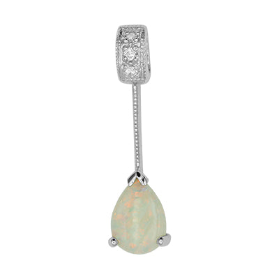 14K Opal White Gold / Diamond Pendant