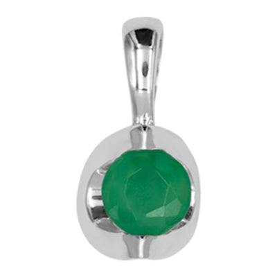 14K White Gold Emerald Pendant