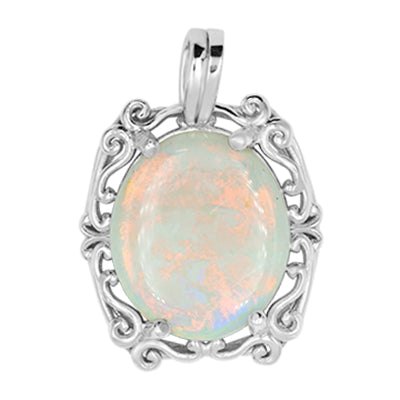 14K Opal White Gold / Diamond Pendant