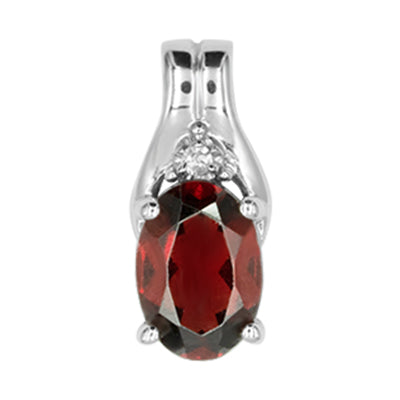 10K White Gold Garnet/ Diamond Pendant