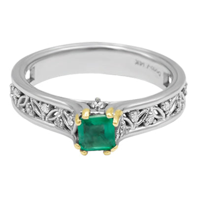 14K Gold Emerald Ring - TW 0.25