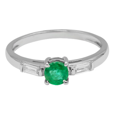 14K Gold Emerald Ring - TW 0.15