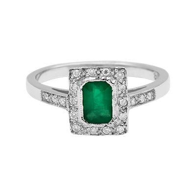 18K Gold Emerald Ring - TW 0.25