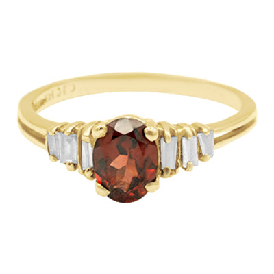 14K Ring with Oval Garnet