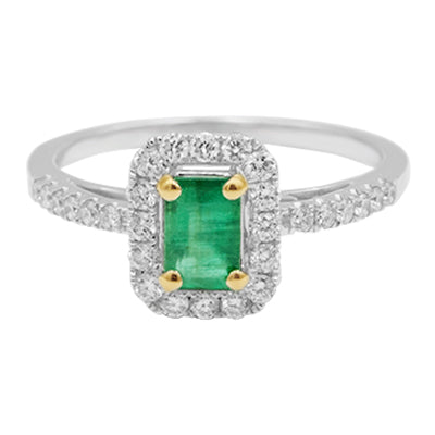 18K Gold Emerald Ring - TW 0.50