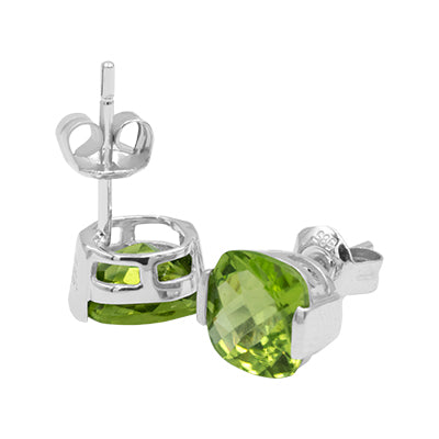 14K Peridot White Gold / Diamond Earrings
