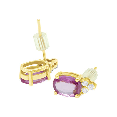 14K Sapphire Yellow Gold / Diamond Earrings