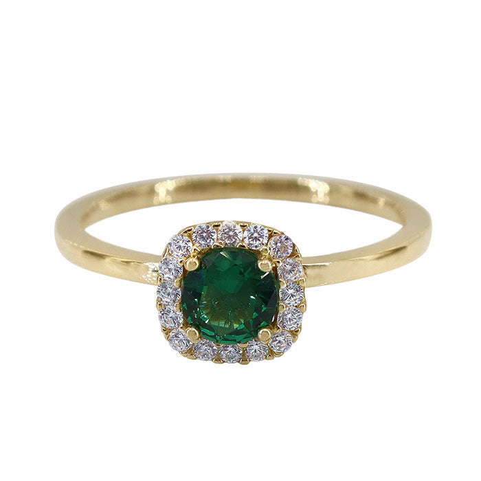 10K Gold CZ/Emerald Ring - R46