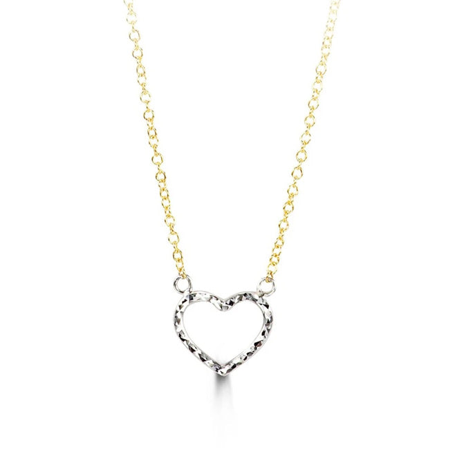 10K White and Yellow Gold Heart Ladies Necklace - Forever 3037