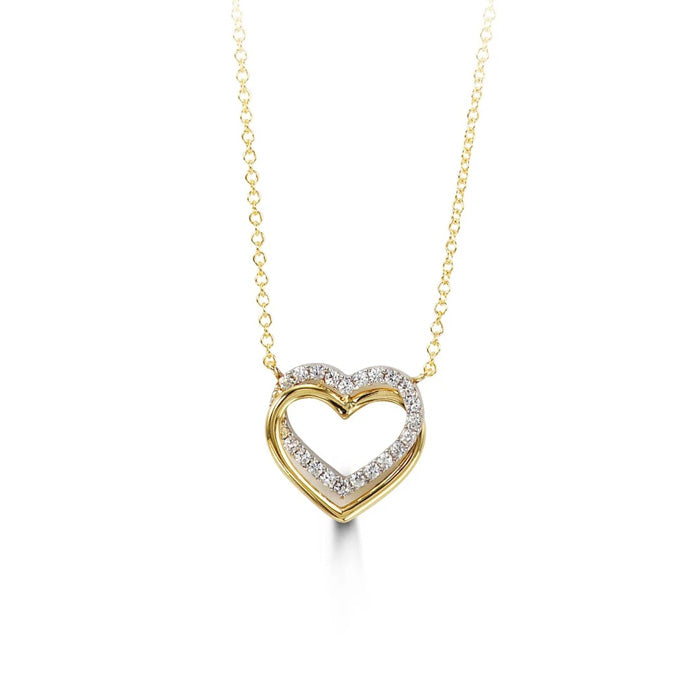 10K Yellow Gold CZ Heart Ladies Necklace - Forever 3039