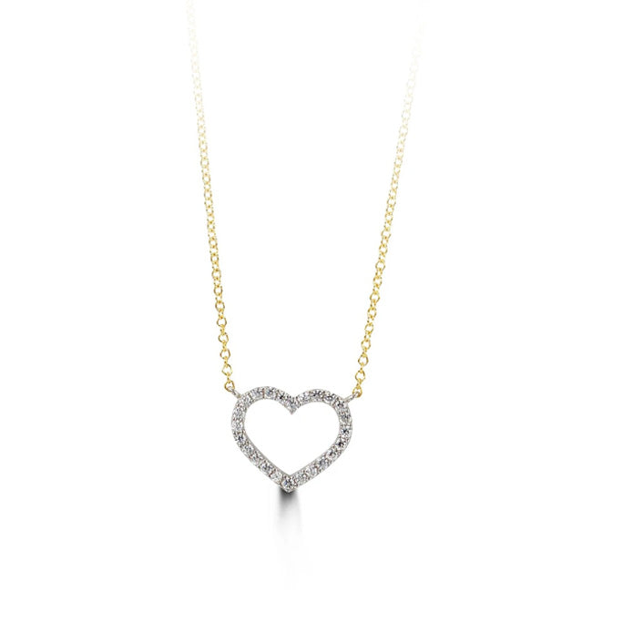10K White and Yellow Gold CZ Heart Ladies Necklace - Forever 3040