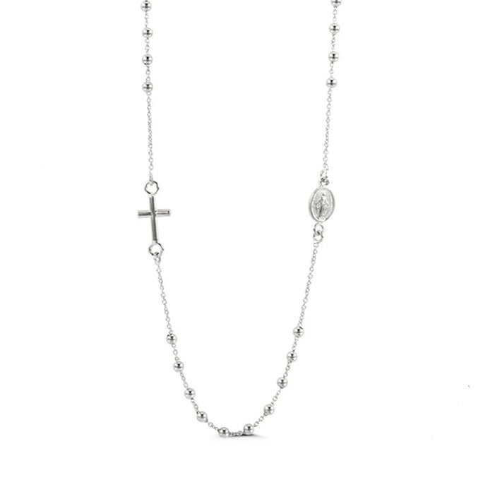 14K White Gold Rosary Necklace - Hope 3154