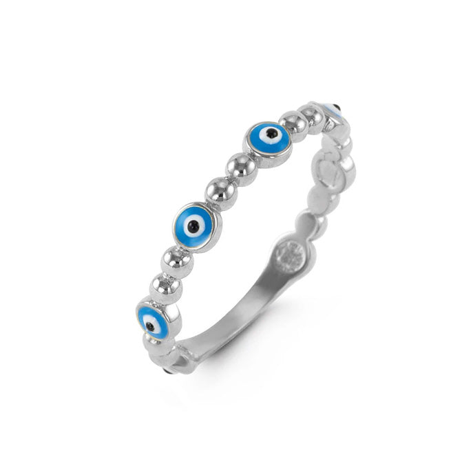 10K White Gold Ring Blu Eye - 7522