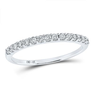 14K Gold Round Pave-set Diamond Single Row Wedding Band - 1/4 TW