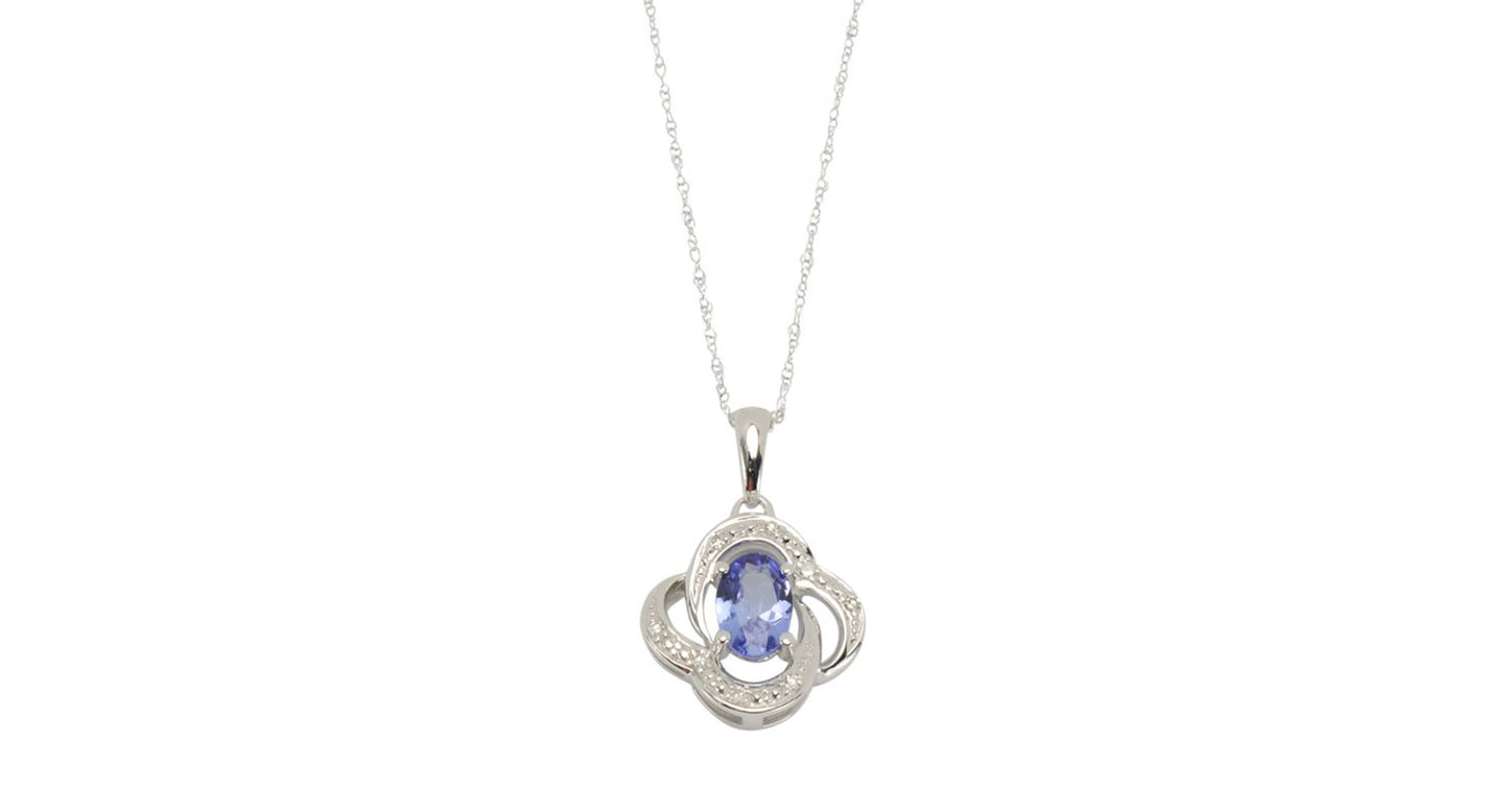 White Gold Tanzanite/ Diamond Pendant