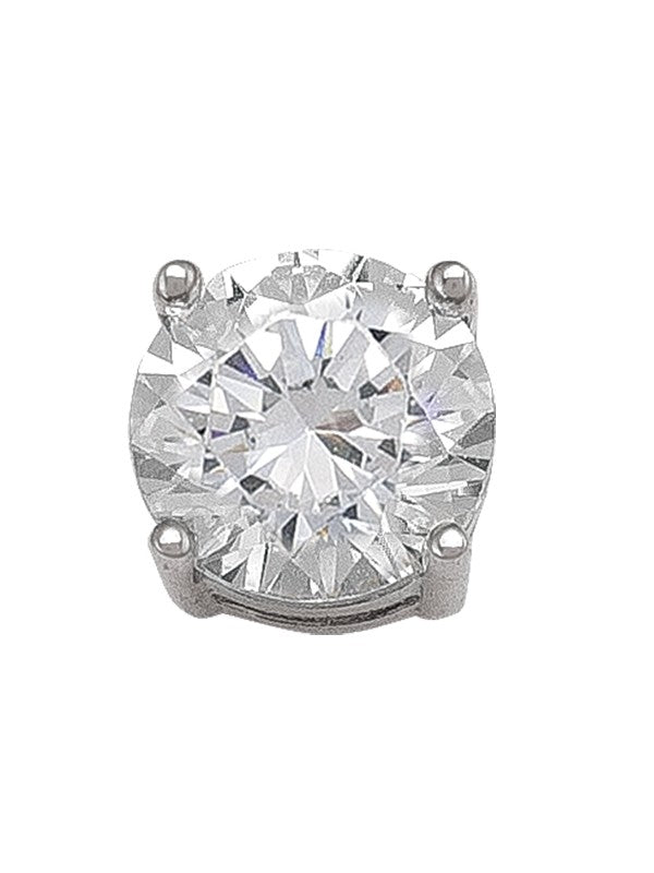 10K White Gold Round Cubic Zirconia Stud Earrings – AAA Quality – Multiple Sizes (3mm–7mm)