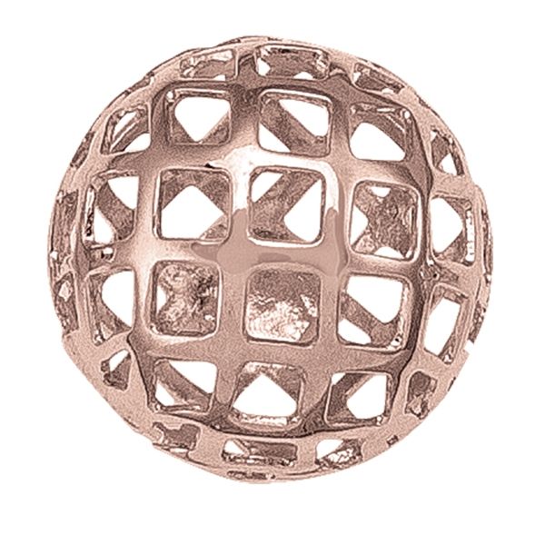 14K Rose Gold Patterned Ball Stud Earrings – Lattice Design Elegance -TA130