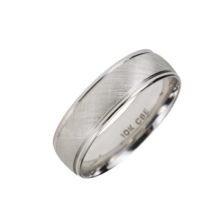 10K White Gold Wedding Band – Brushed Finish - SLA234W