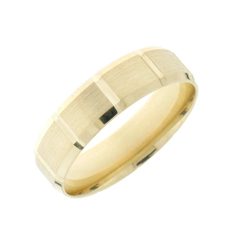 10K Yellow Gold Wedding Band – Striped Pattern - SLA238Y