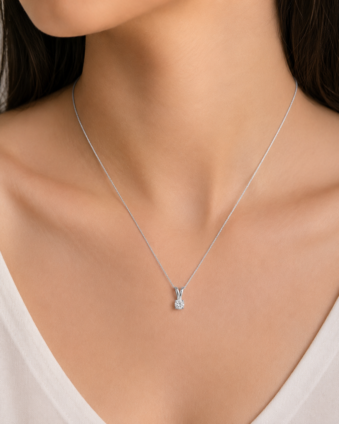 14K Round LG Diamond Solitaire Pendant - 0.25CT