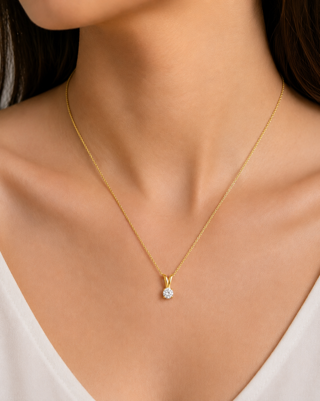 14K Round LG Diamond Solitaire Pendant - 0.25CT