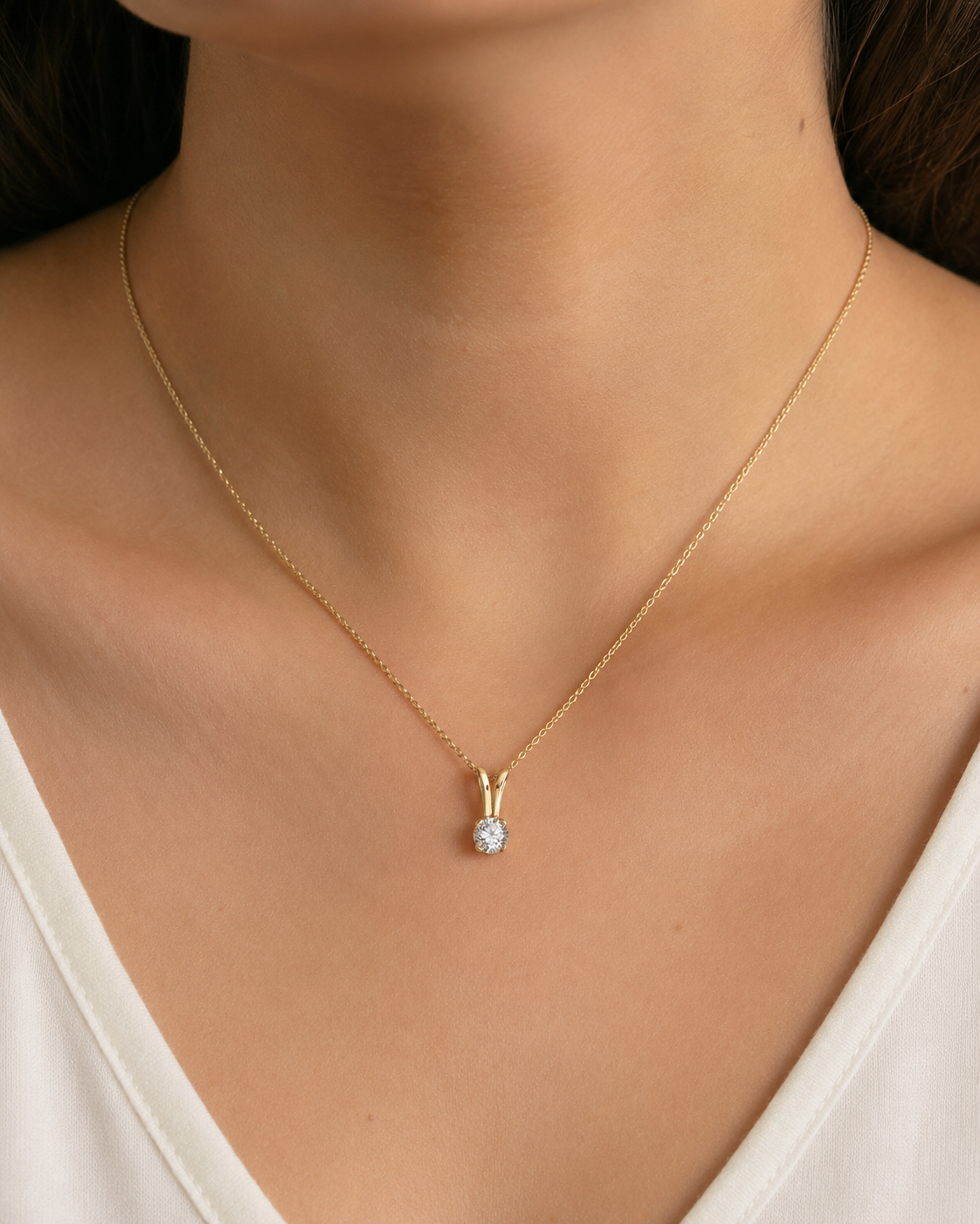 14K Round LG Diamond Solitaire Pendant - .50CT