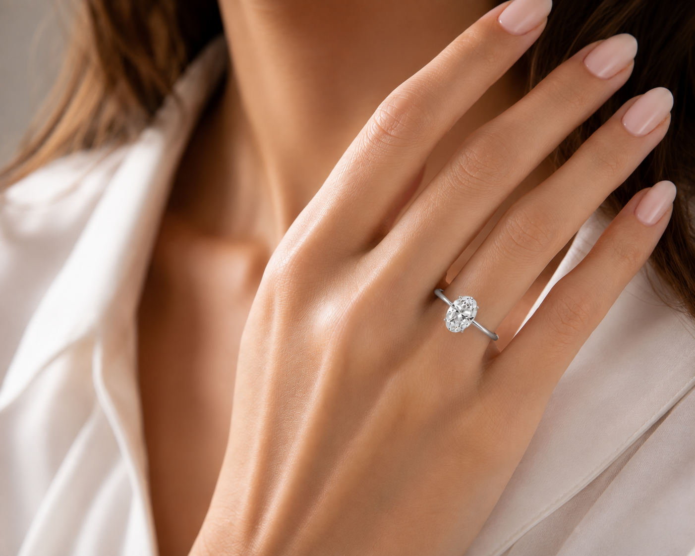 14K Oval LG Diamond Engagement Ring - 1.50TW