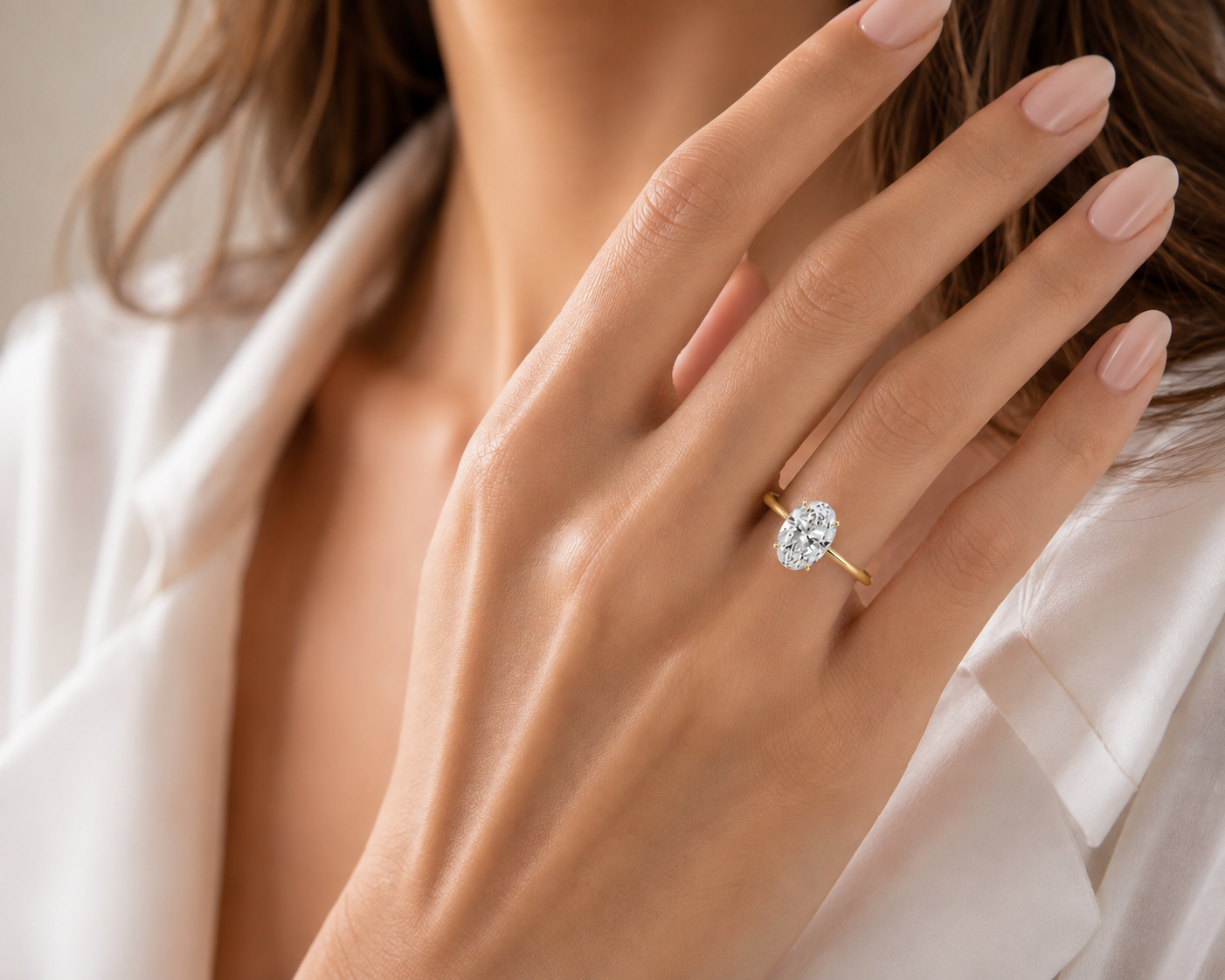 14K Oval LG Diamond Engagement Ring - 1.50TW