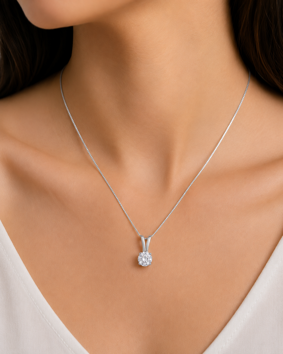 14K Round LG Diamond Solitaire Pendant - 1.0CT