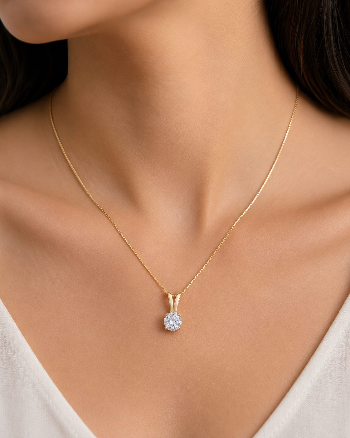 14K Round LG Diamond Solitaire Pendant - 1.0CT