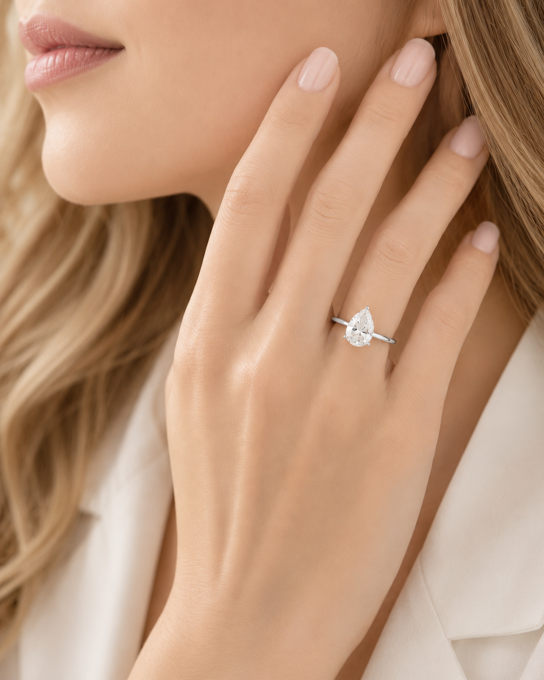 14K Pear LG Diamond Solitaire Ring - 1.0TW
