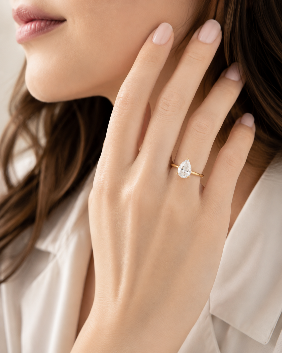 14K Pear LG Diamond Solitaire Ring - 1.0TW