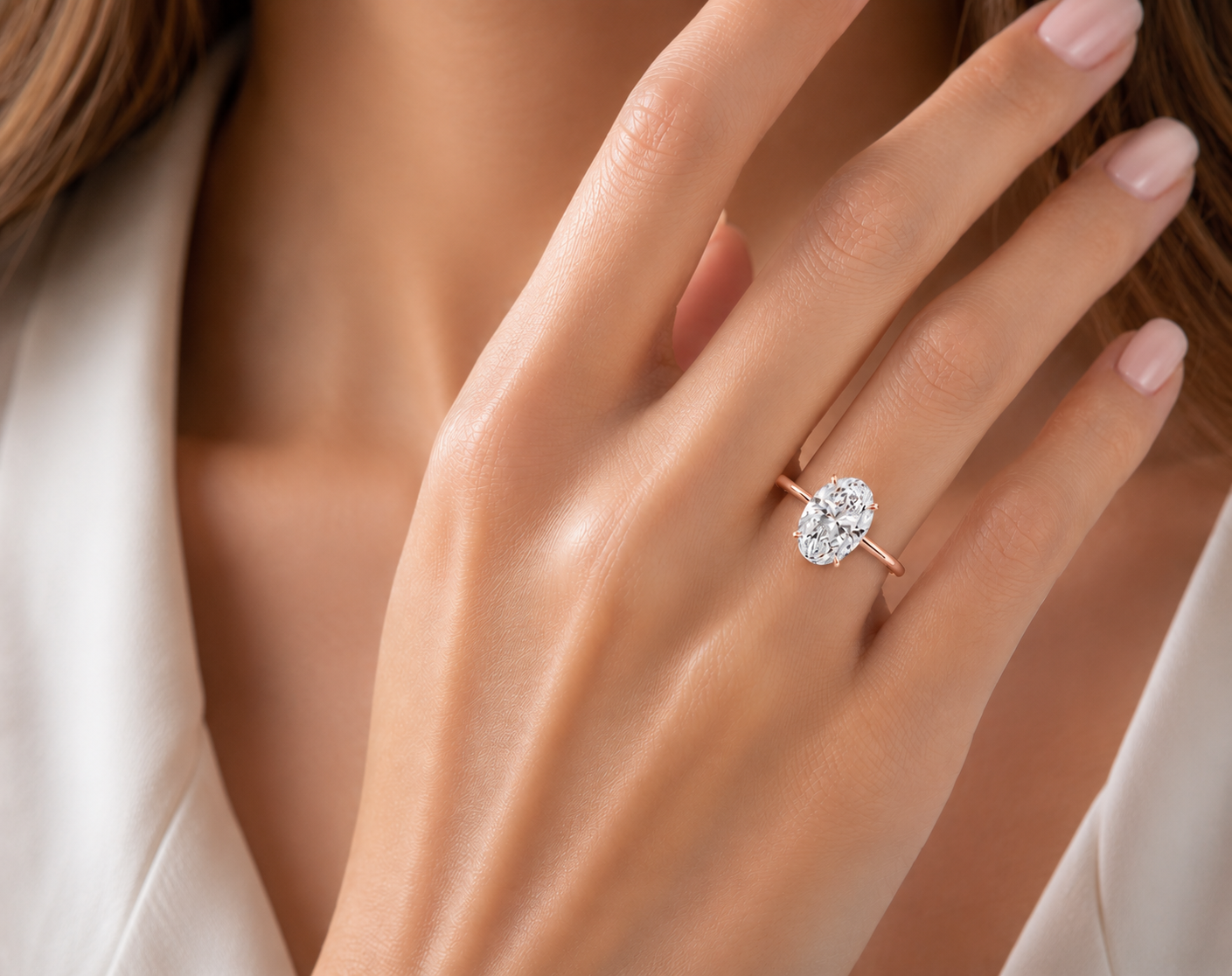 14K Oval LG Diamond Engagement Ring - 2.25TW