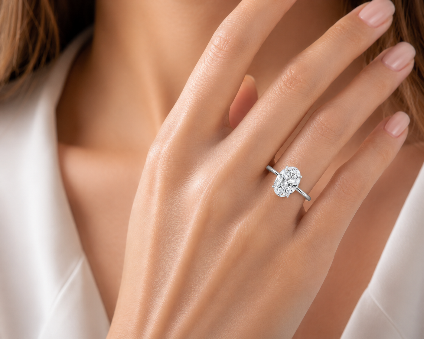 14K Oval LG Diamond Engagement Ring - 2.25TW