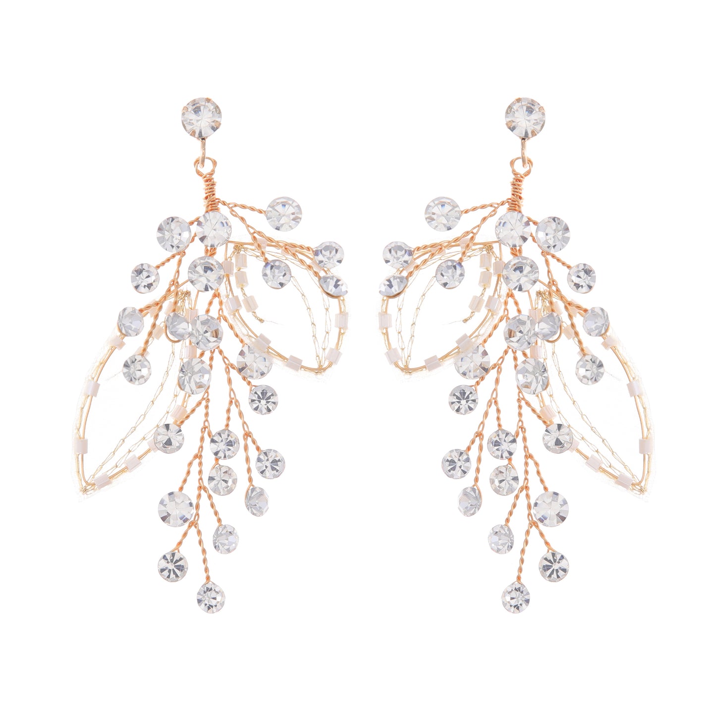 FLORAL BEADS & CZ Pearls Lightweight Earrings - H5814