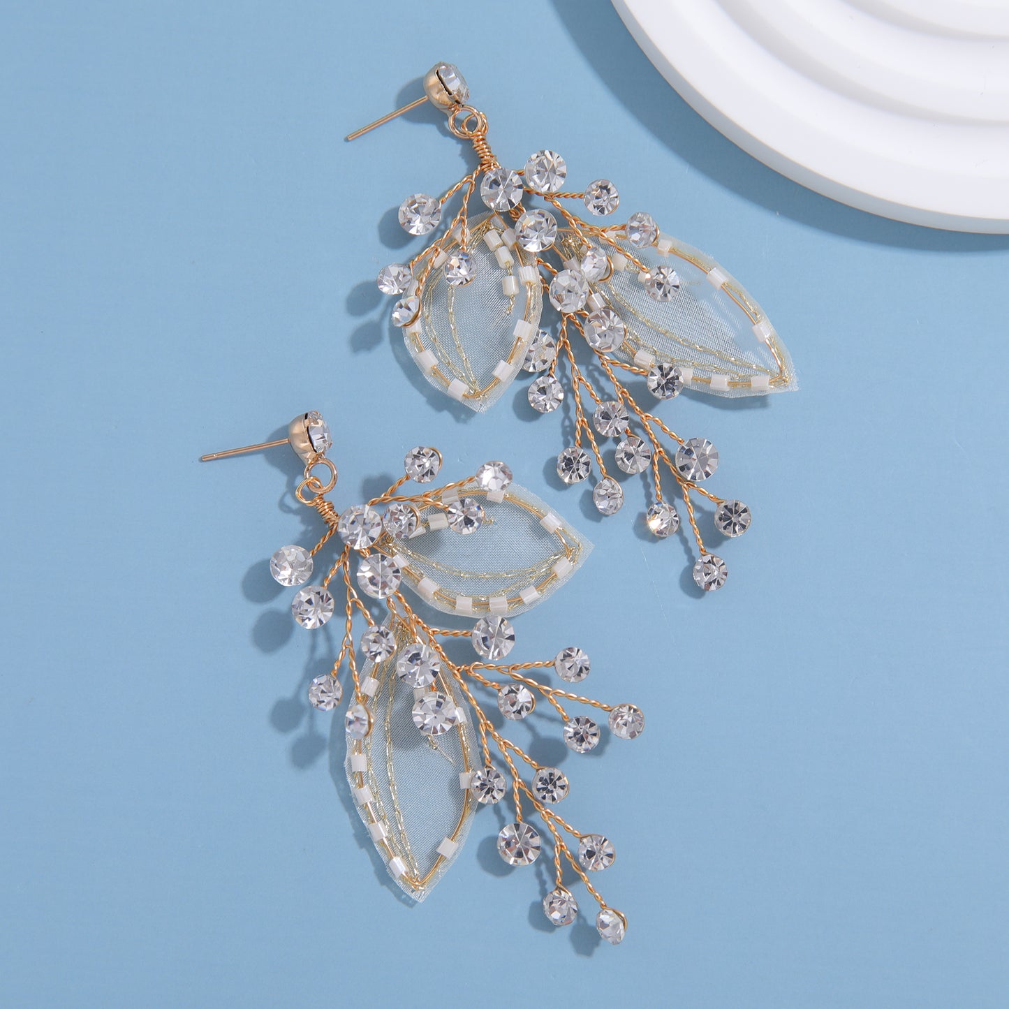 FLORAL BEADS & CZ Pearls Lightweight Earrings - H5814