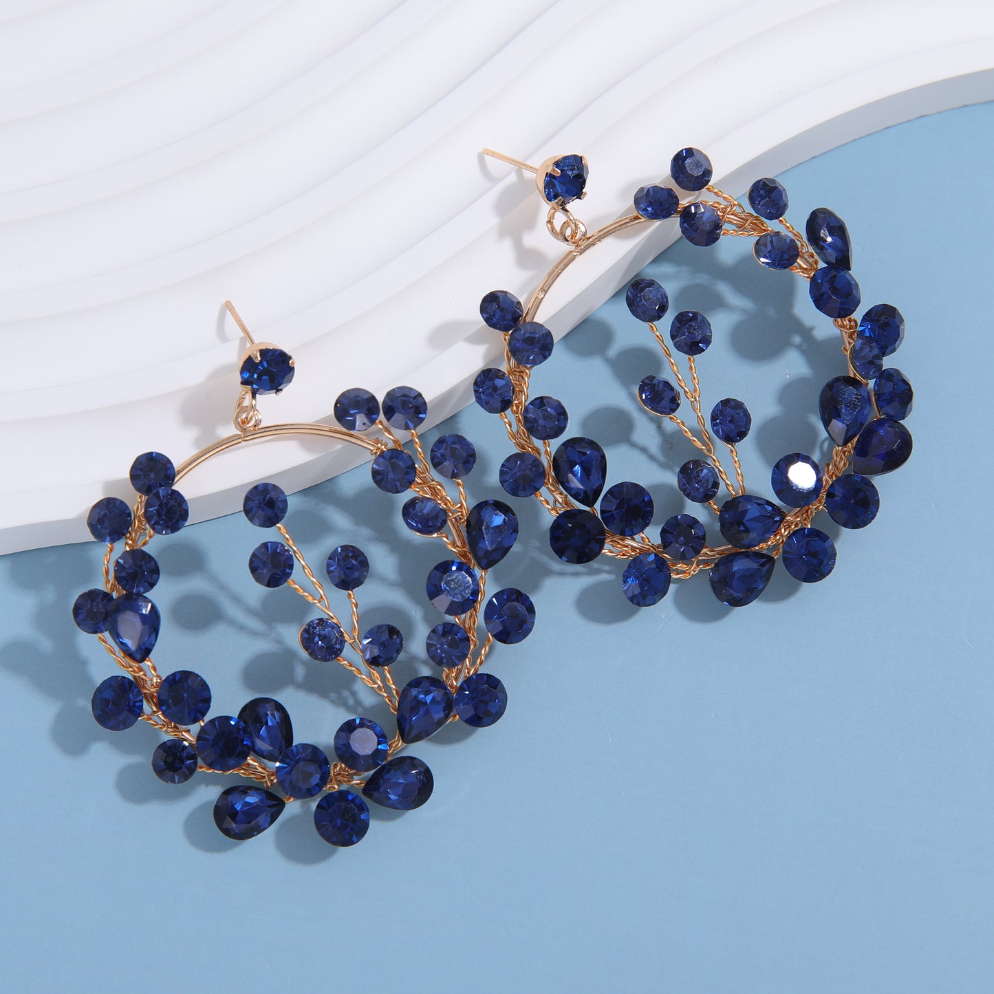 BLUE DANGLING RHINESTONE Earrings - H5700