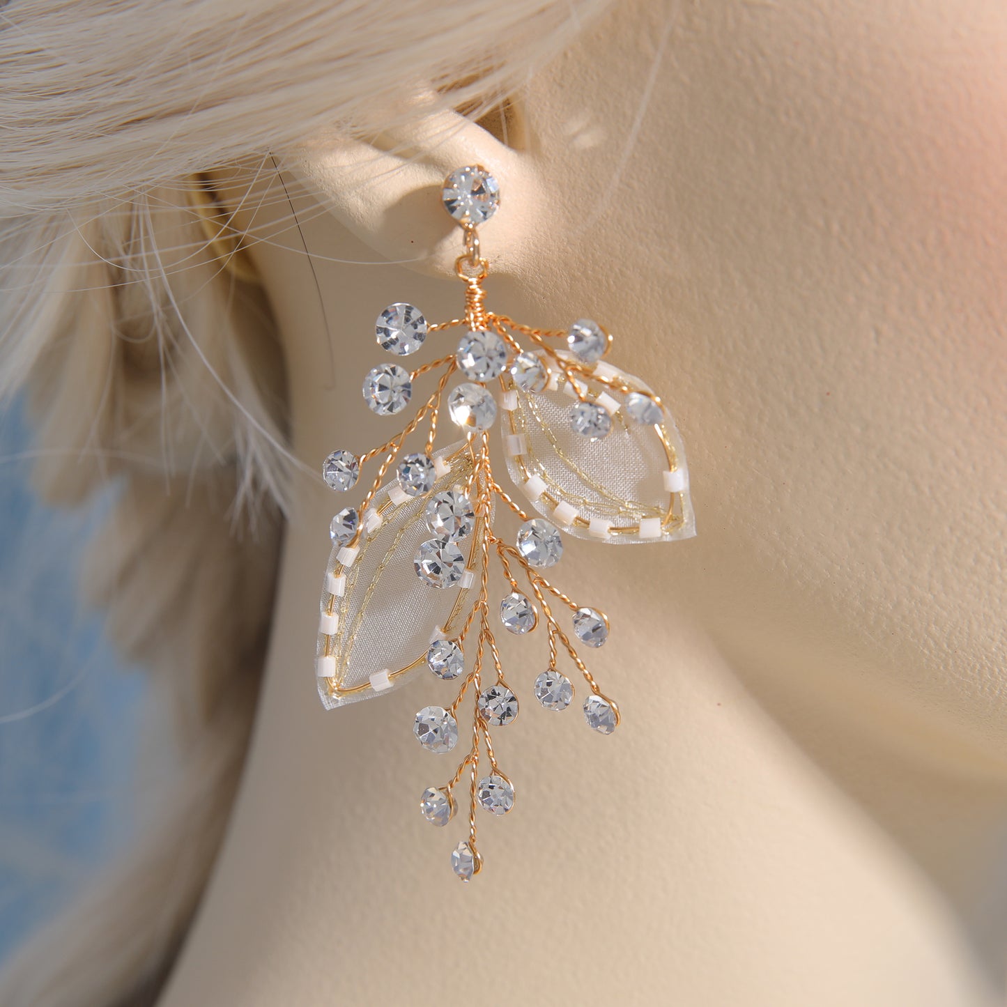 FLORAL BEADS & CZ Pearls Lightweight Earrings - H5814