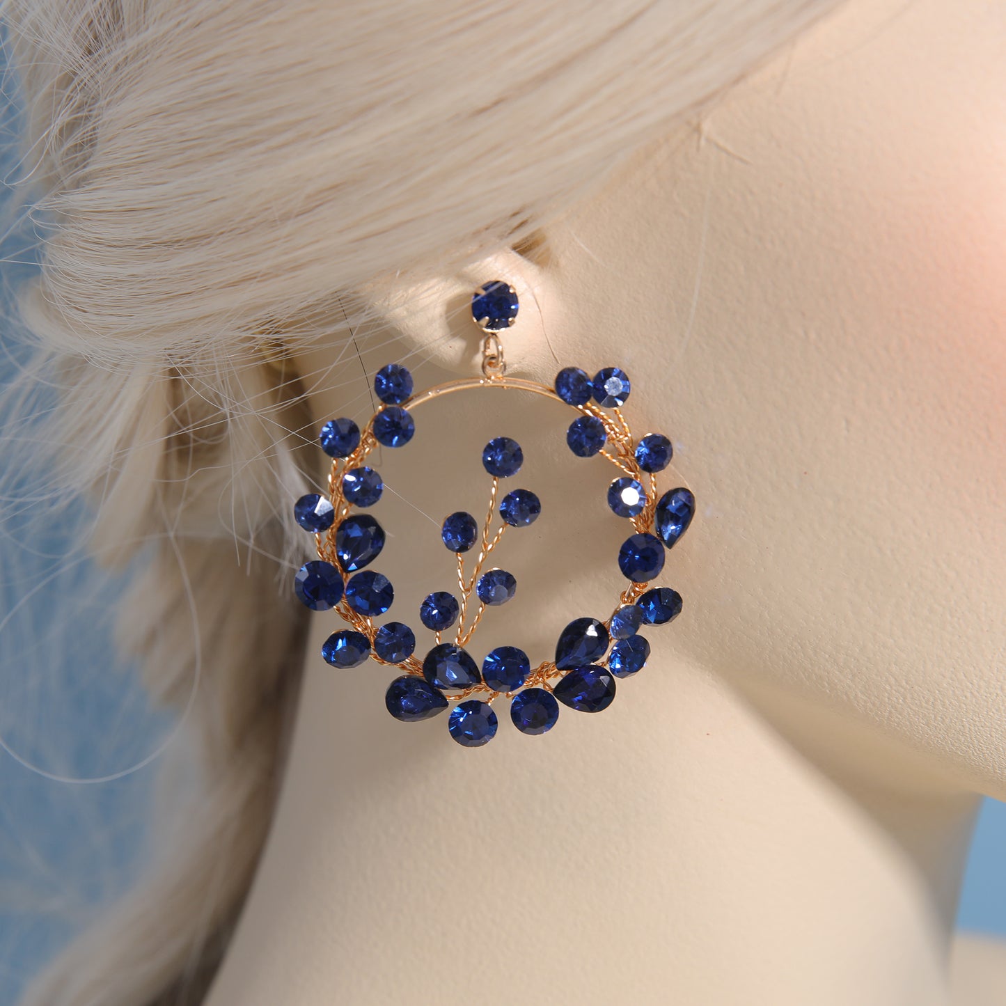 BLUE DANGLING RHINESTONE Earrings - H5700