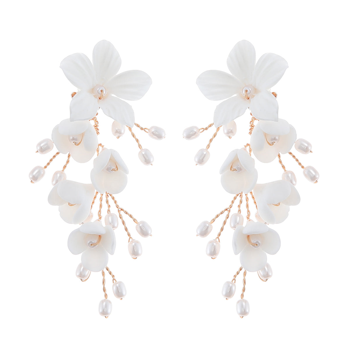 ELEGANT FLORAL PEARLS Dangling Earrings - H5746