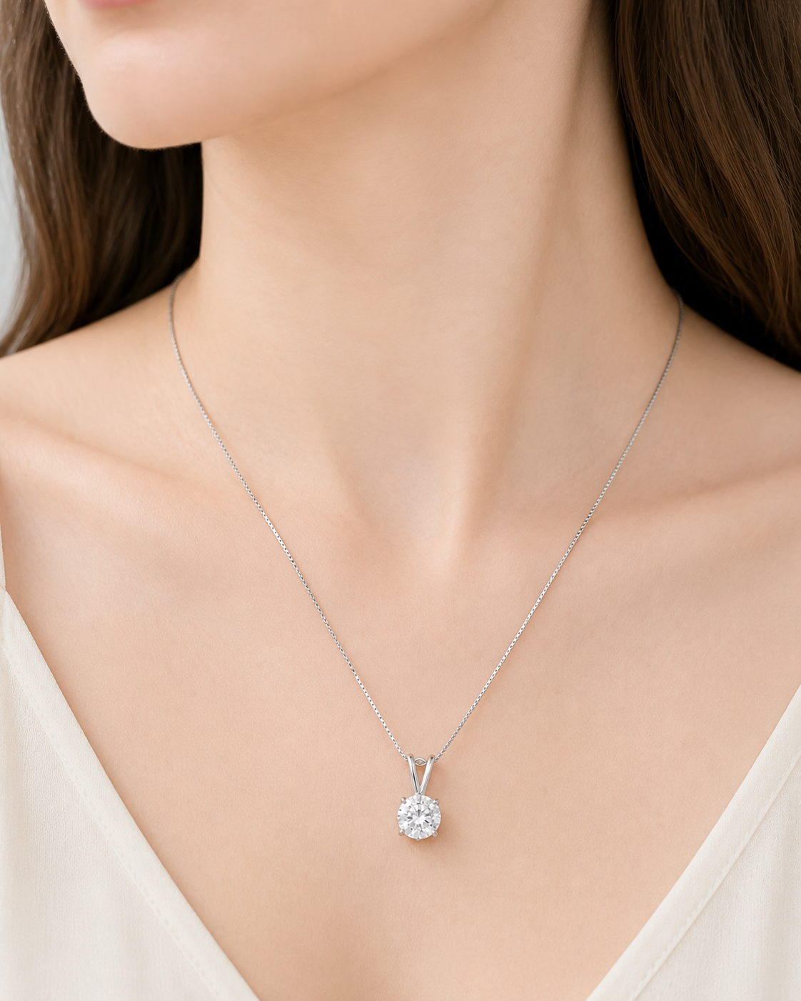14K Round LG Diamond Solitaire Pendant - 2.0CT