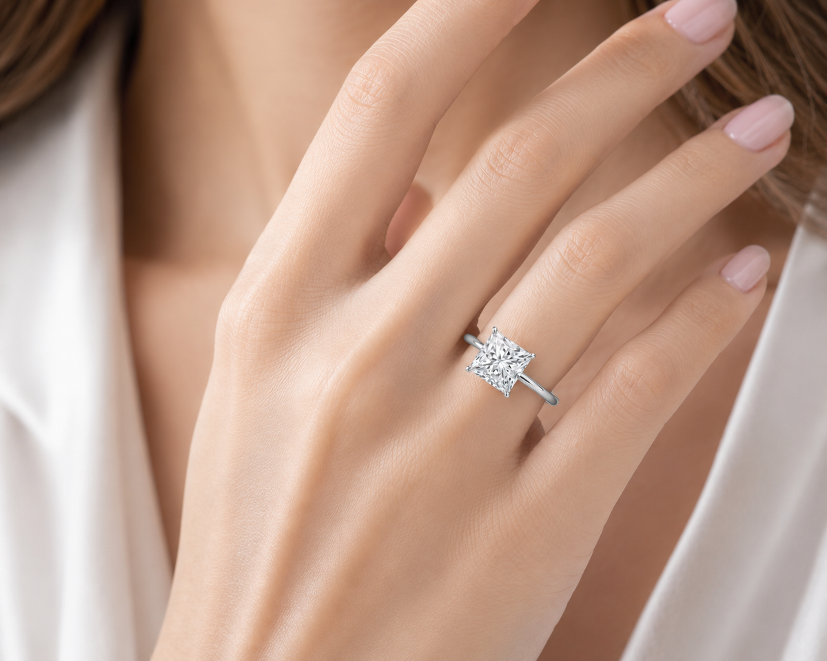 14K Princess LG Diamond Engagement Ring - 2.0TW