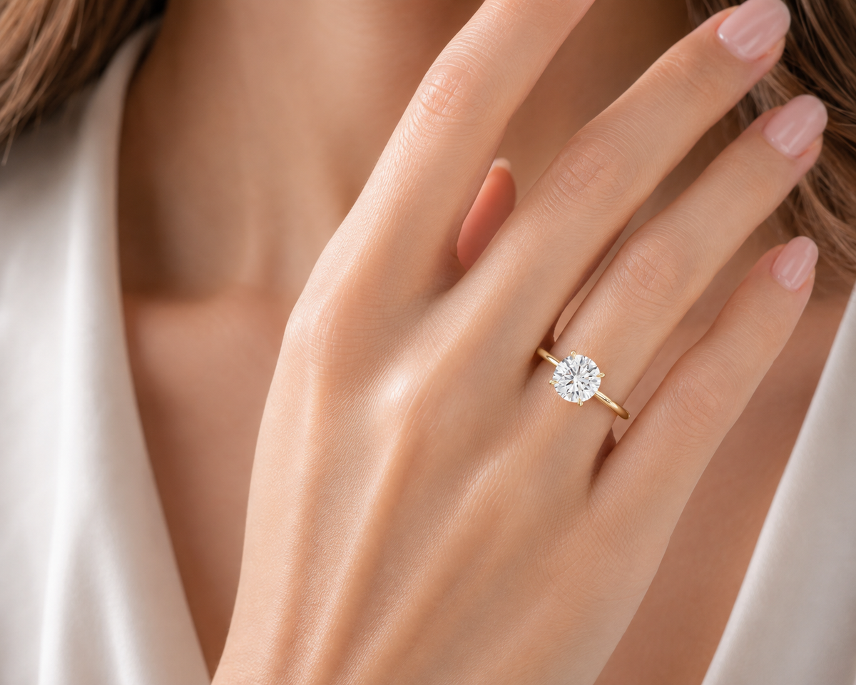 18K Round LG Diamond Engagement Ring - 1.75TW