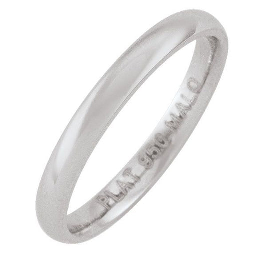 2MM Comfort Fit Domed Top Platinum Wedding Band