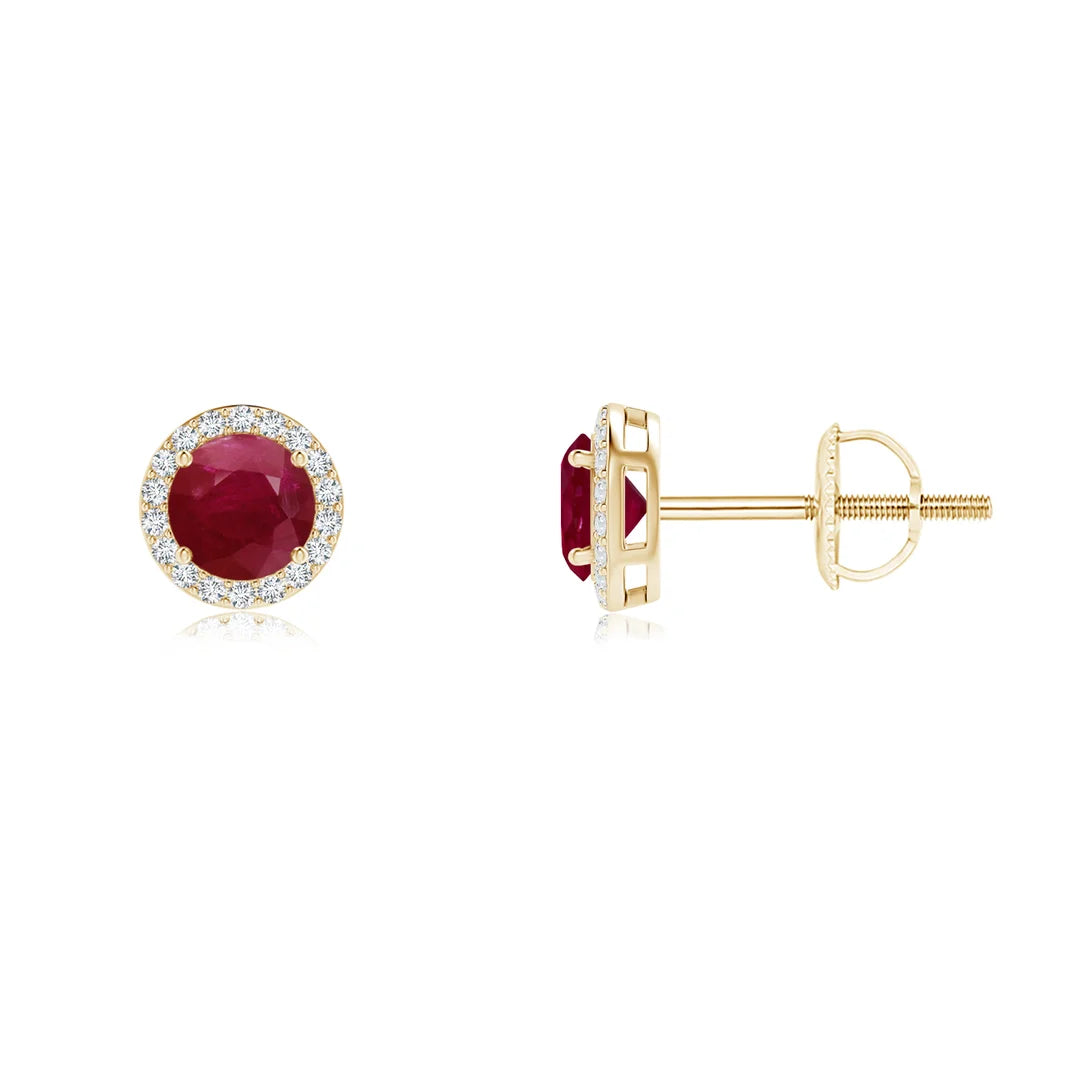 14K Ruby White Gold / Diamond Earrings