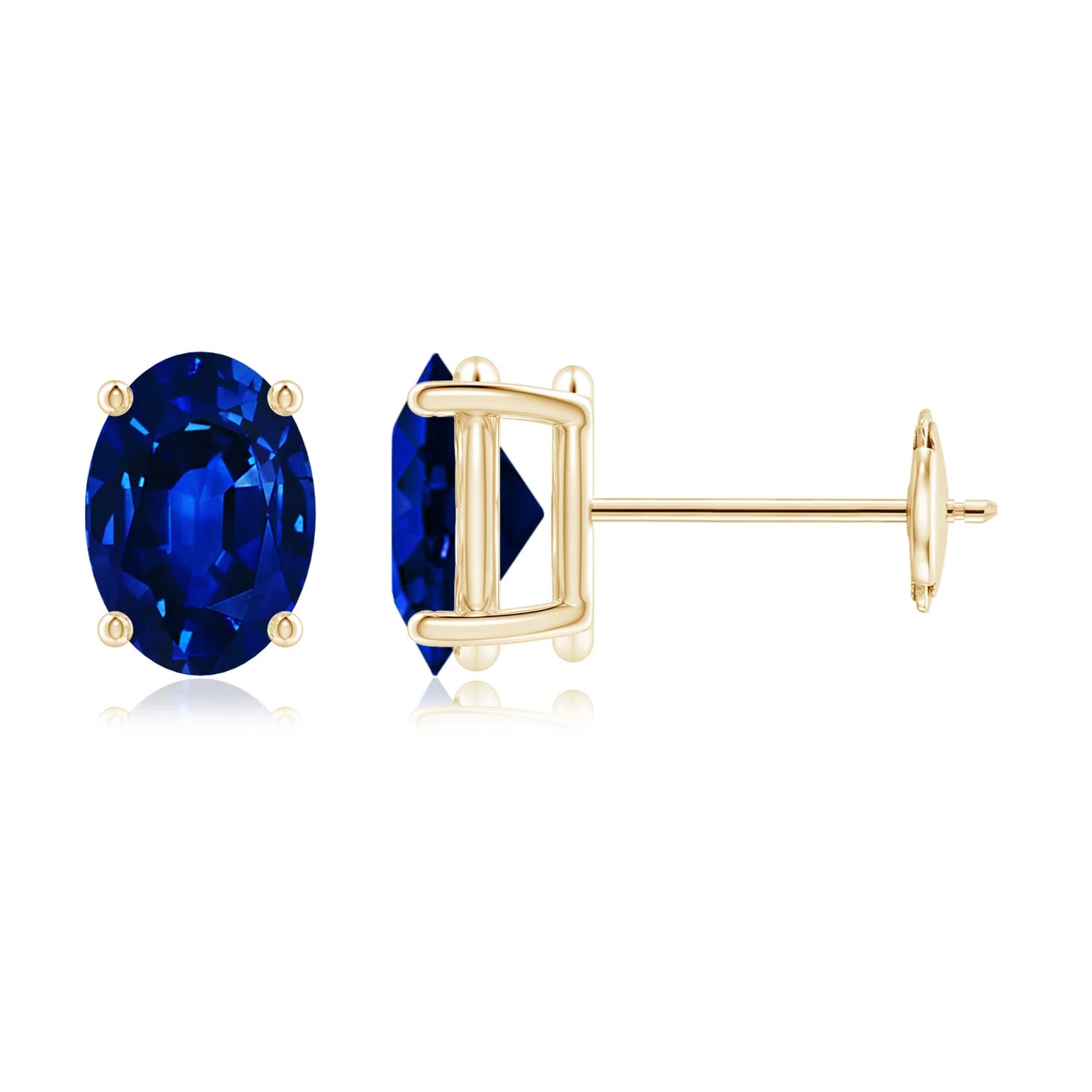 10K Birthstone White Gold Earrings - Oval prong set
