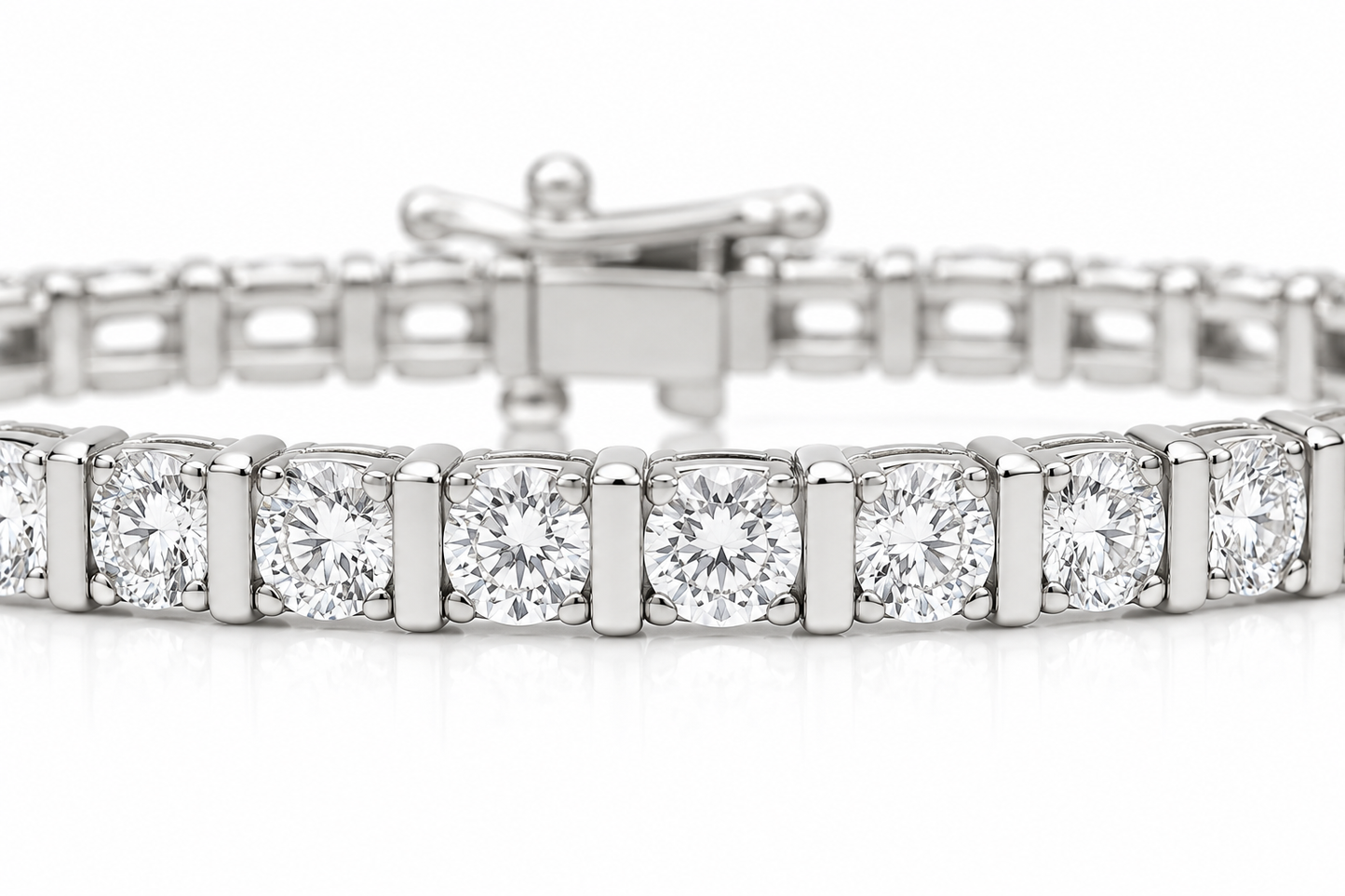 1.00 CT Natural Diamond Tennis Bracelet in 10K Gold Bar set