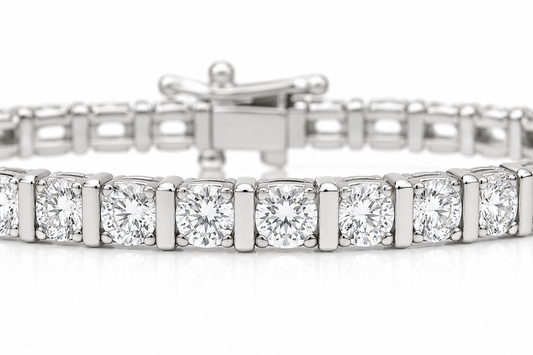 1.00 CT Natural Diamond Tennis Bracelet in 10K Gold Bar set