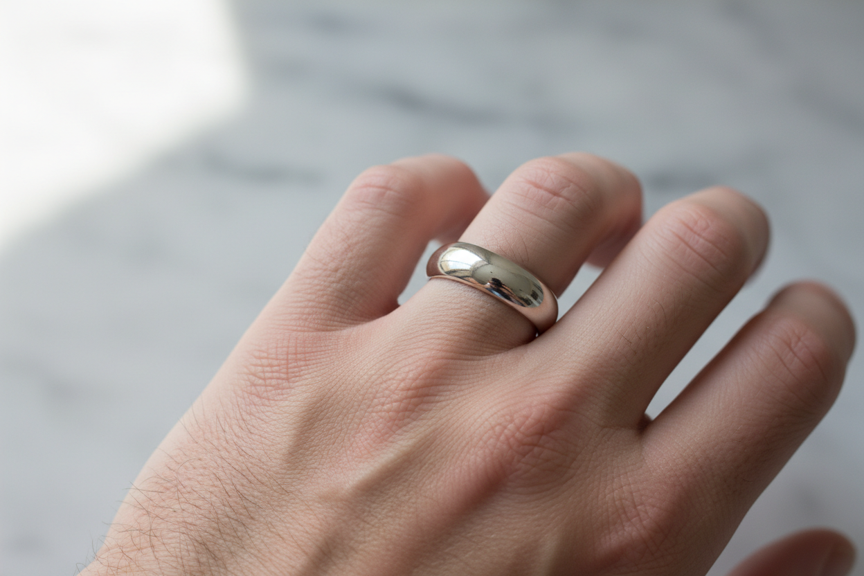 8MM Domed Top Sterling Silver Wedding Band